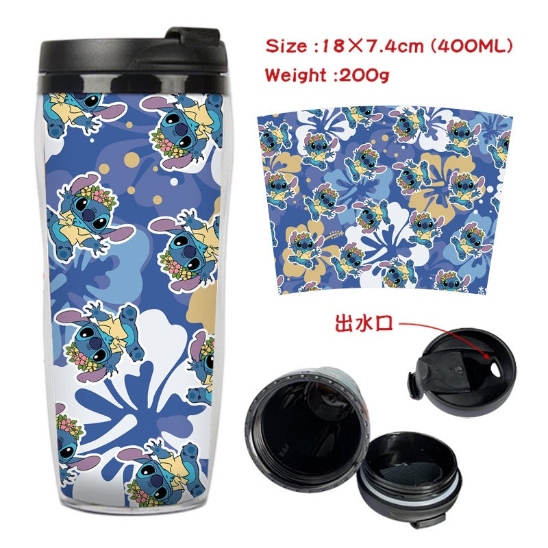 Stitch Stitch animation peripheral double-layer insulated plastic cup two-dimensional cartoon tea cup cold water kettle water cup