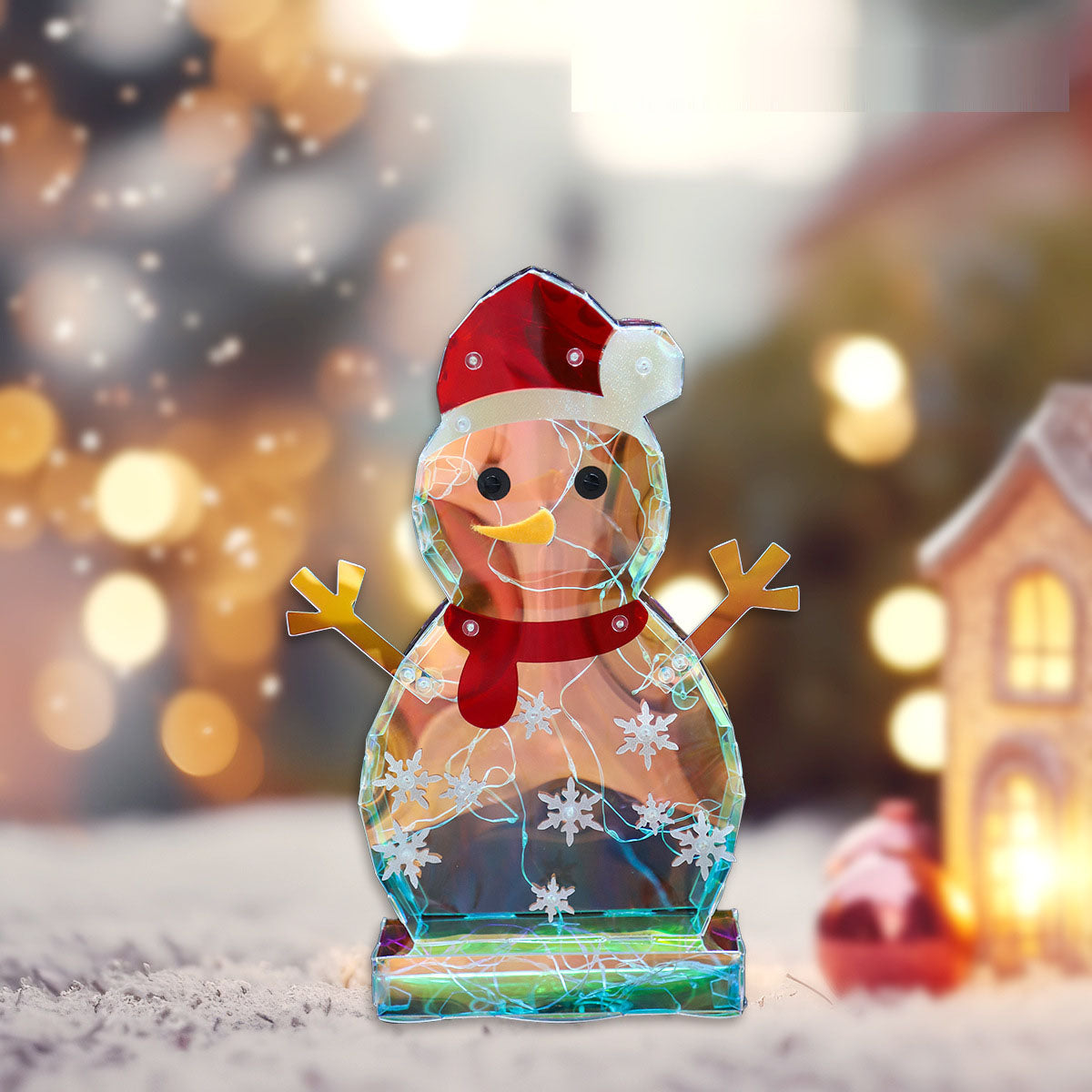 Christmas Colorful Glowing Snowman Ornament Flat Snowman Desktop Plug in Night Light