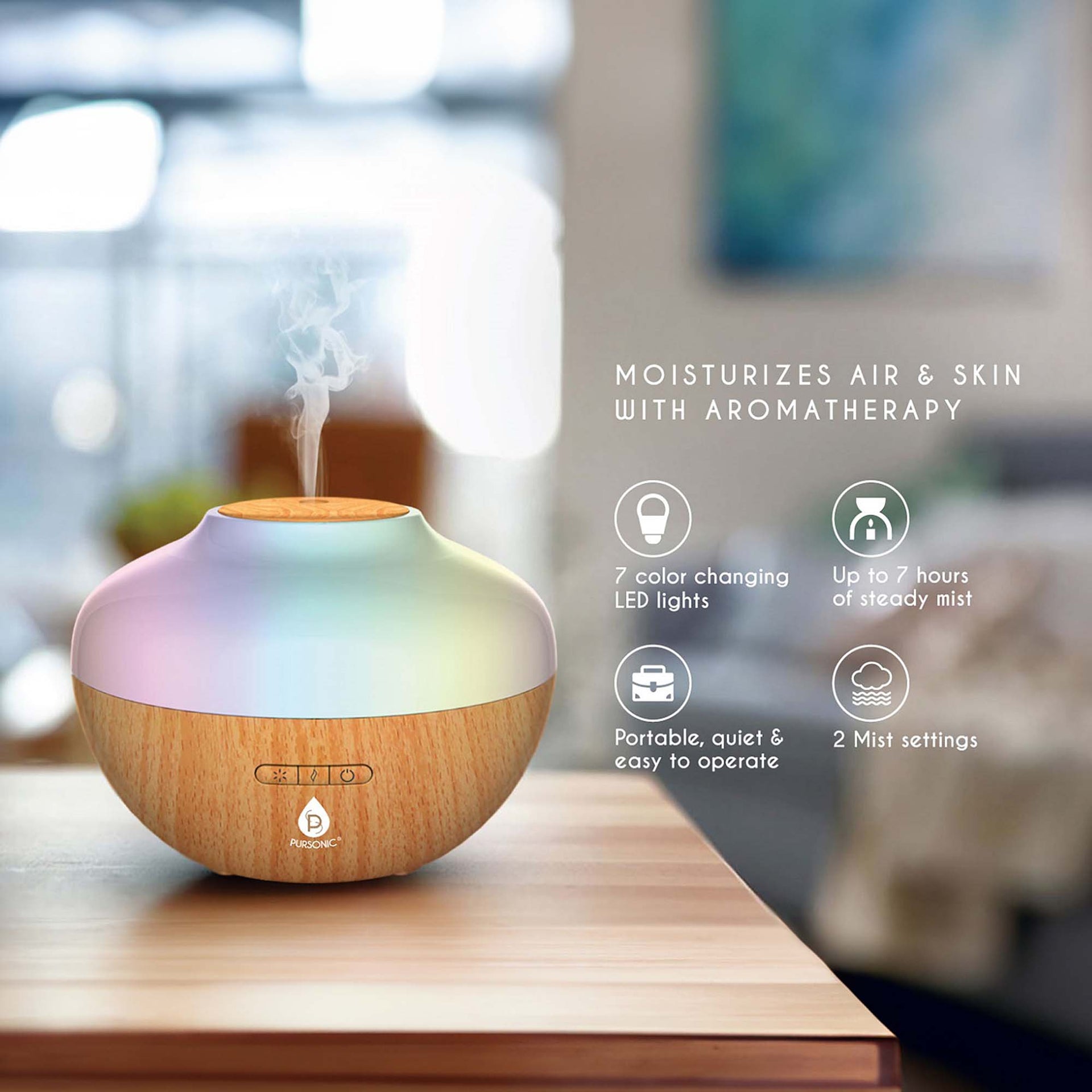 Pursonic Fresh Air & Aromatherapy Bundle – True HEPA Air Purifier & Essential Oil Diffuser