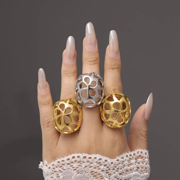 Large aperture hollow exaggerated heavy-duty stainless steel ring