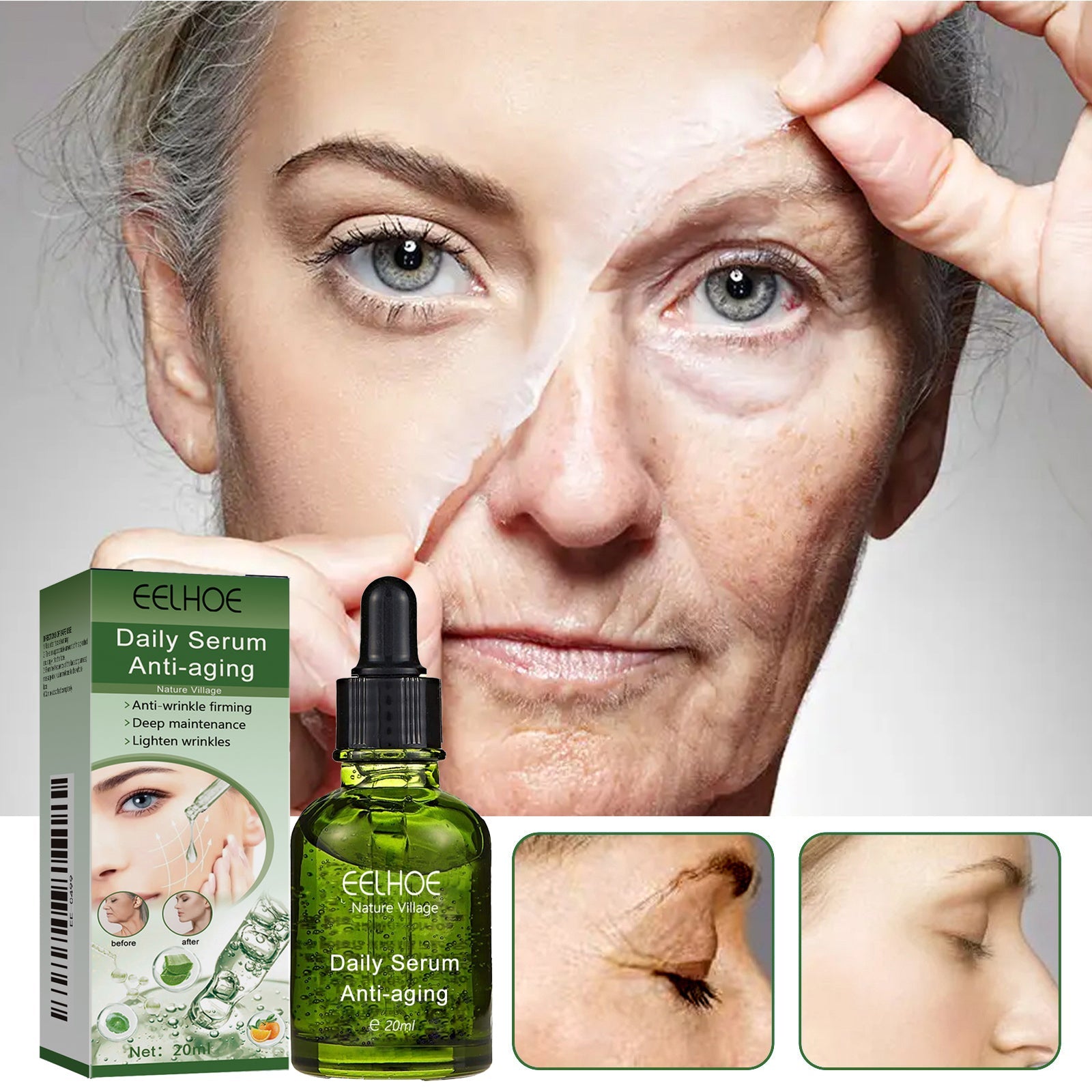Deep Anti-Wrinkle Serum, Facial Firming Reduces Fine Lines And Wrinkles, Shrinks Pores And Improves Skin