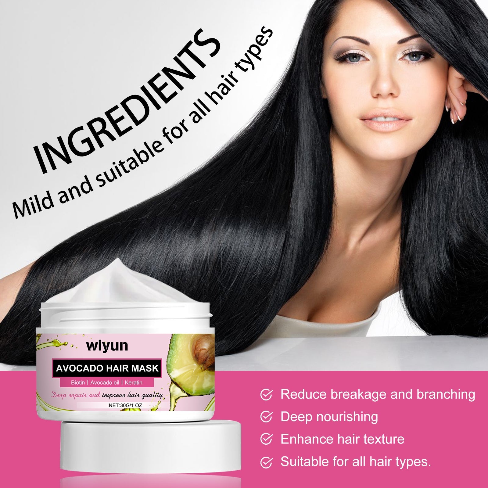 Avocado Hair Mask, Moist Smooth Hair Repair Damaged Hair Tail Hair Dry Short-Tempered Membrane