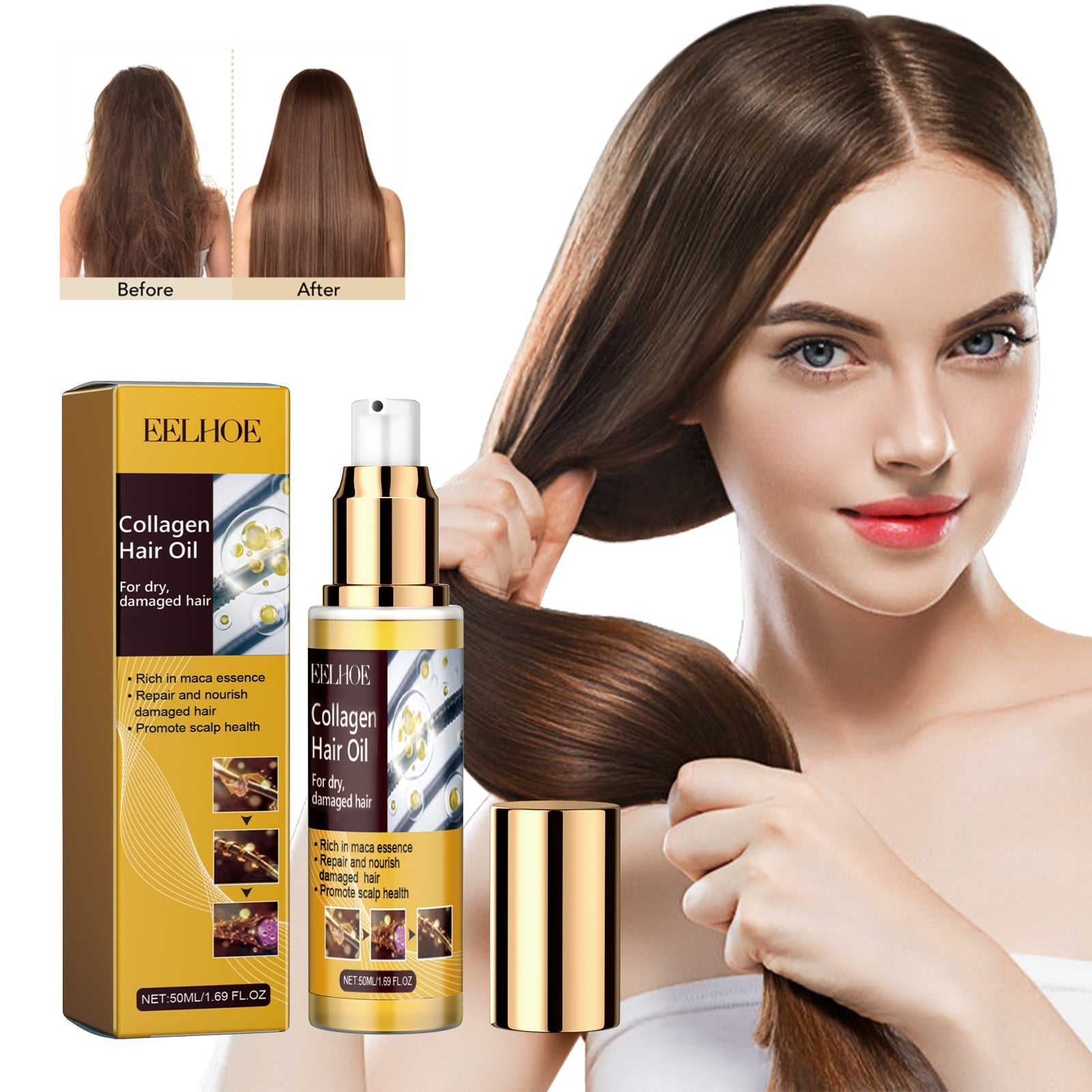 Maca Essence Repair Collagen, Repair Bifurcate Improve Hair Moist Smooth The Hair Essence