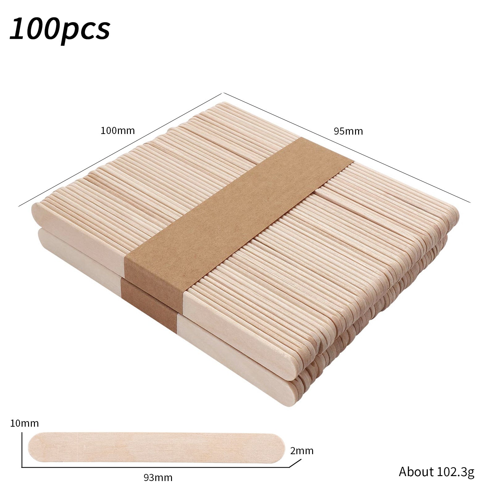 100-Piece Bag of Disposable Wooden Sticks for Hair Removal Waxing and Scraping Tools