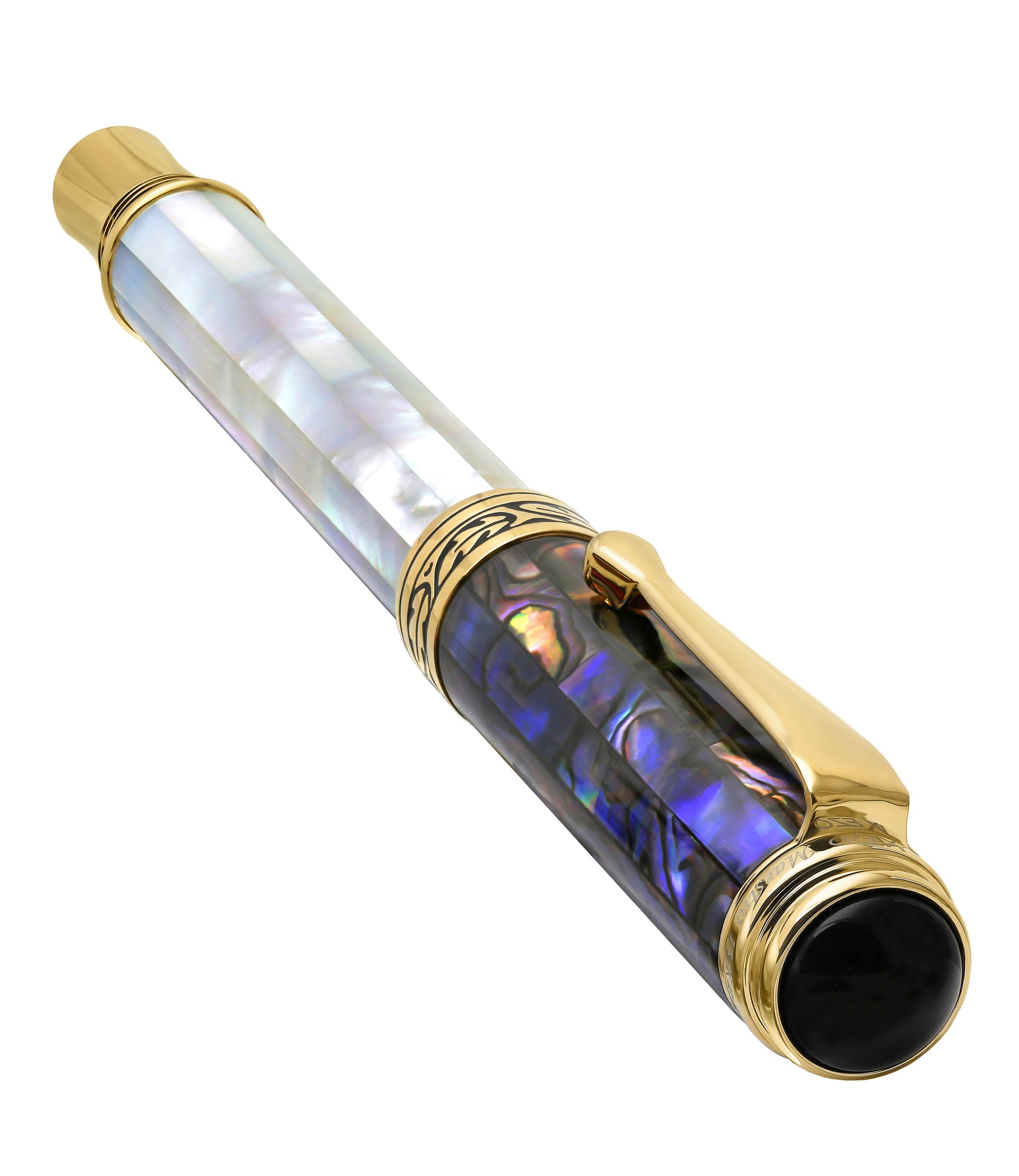 Maestro® 18K Gold Plated Fountain Pen (Fine Nib) - Oceanic White Mother of Pearl & Paua Abalone