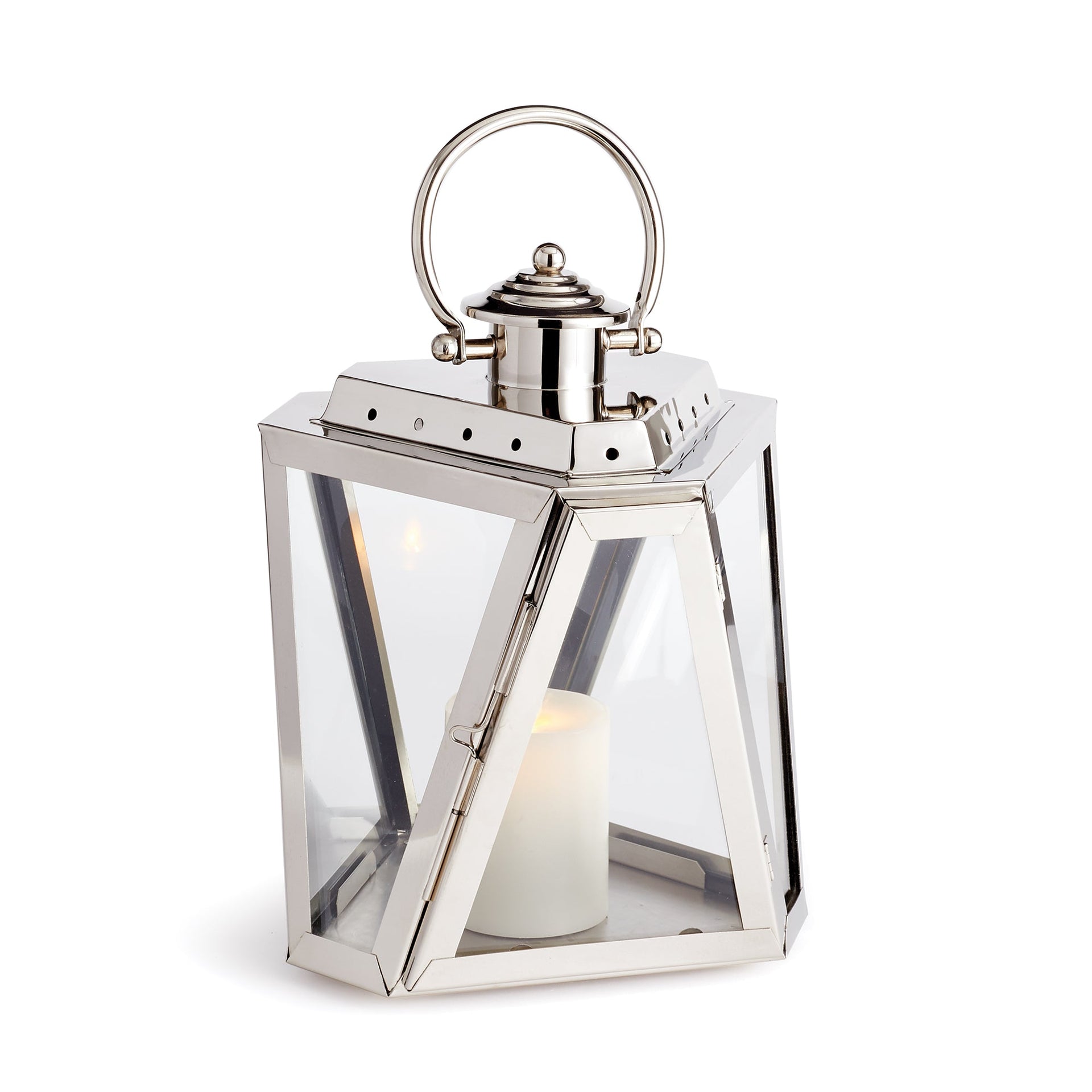 Decorative lantern with a candle inside on a white background
