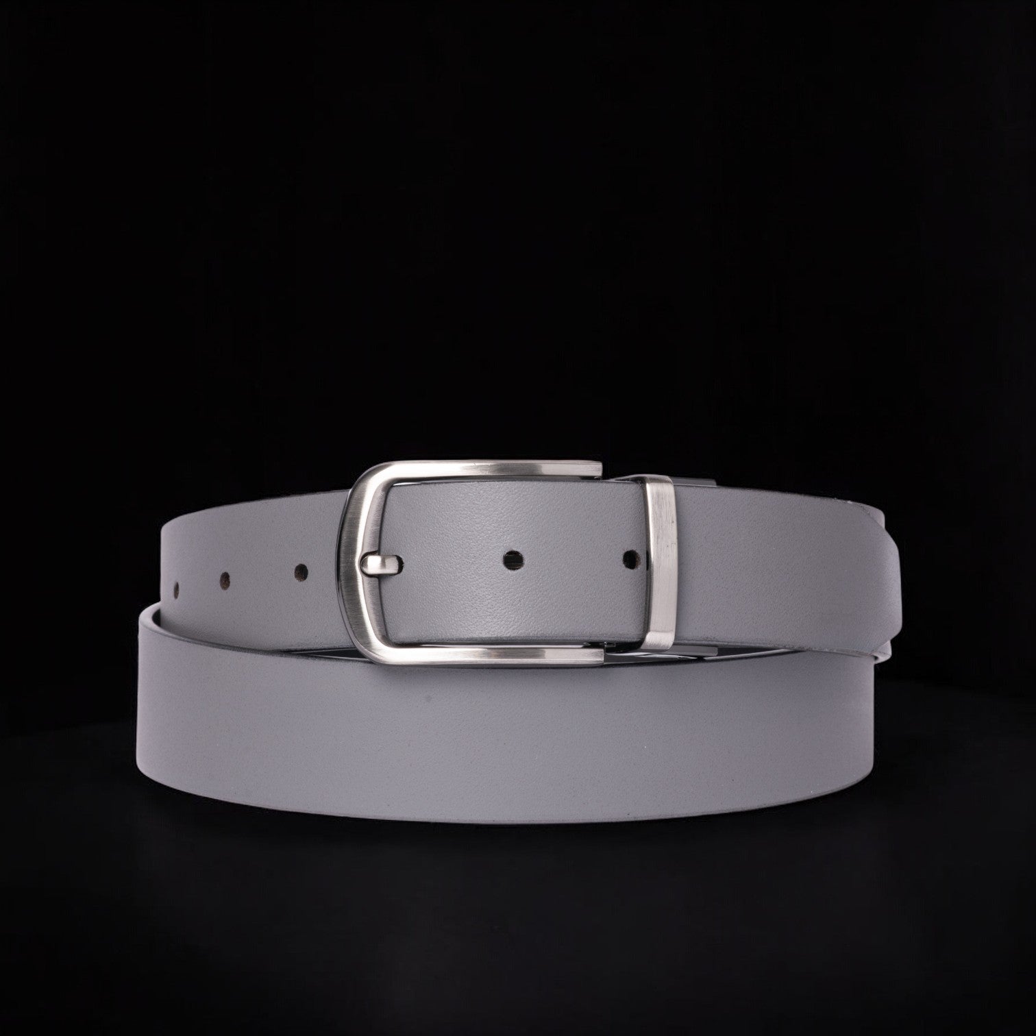The Harvey Dent Belt - One Piece Reversible Black/Grey 100% Real Leather Belt NAB Leather
