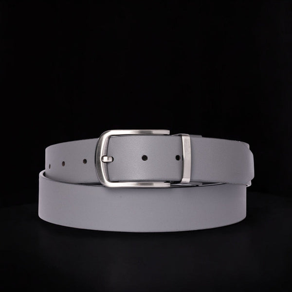The Harvey Dent Belt - One Piece Reversible Black/Grey 100% Real Leather Belt NAB Leather