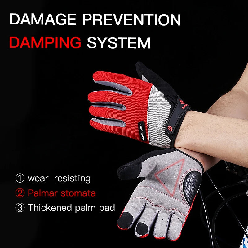 Outdoor sports men's and women's anti slip and wear-resistant fitness bicycles breathable full finger riding touch screen gloves