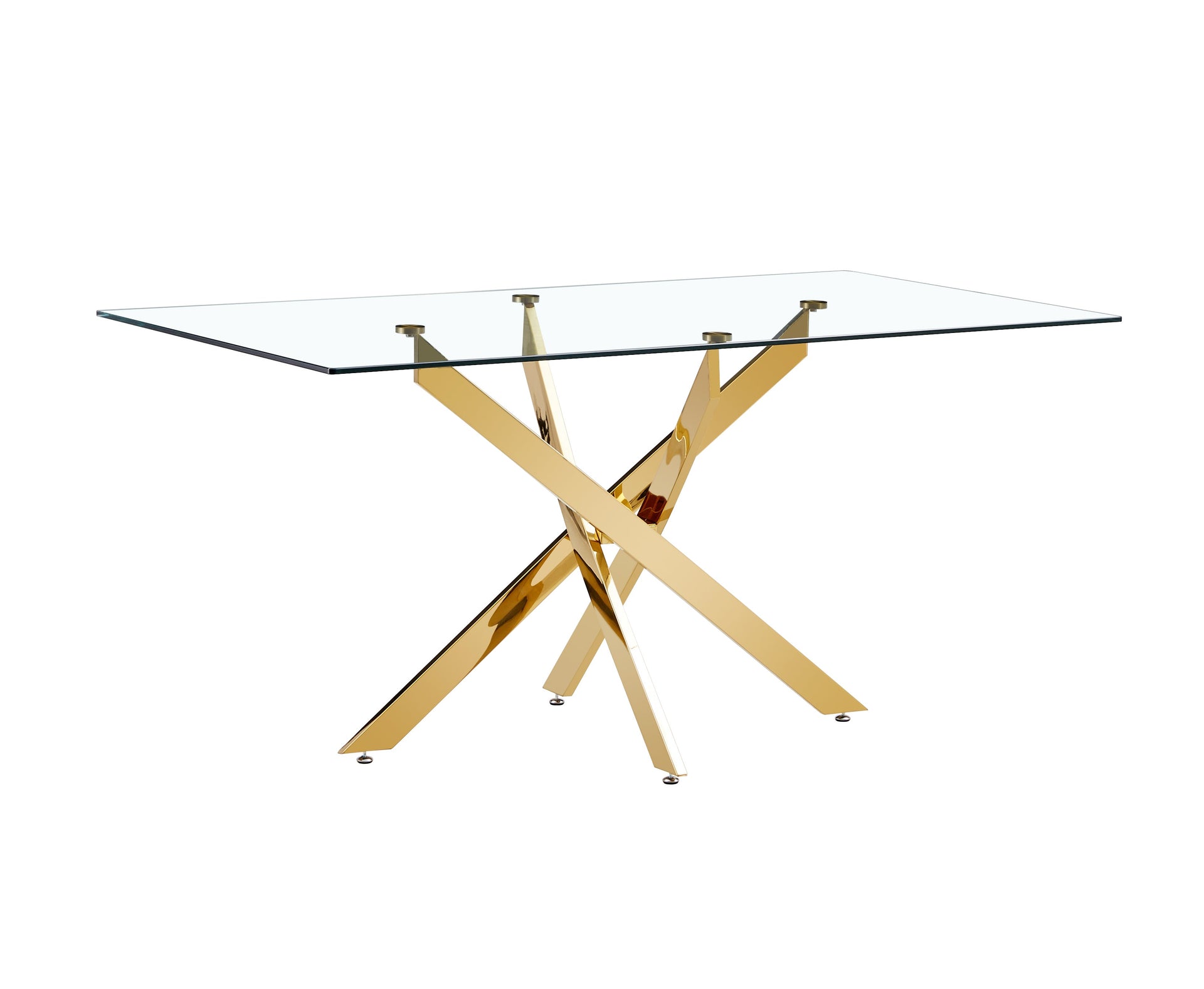 TEMPERED CLEAR GLASS GOLDEN LEG DINNING TABLE 63
