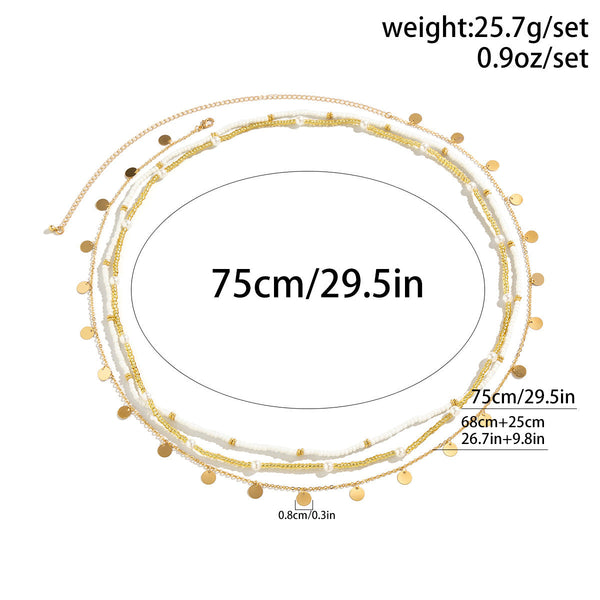 Beach style sexy rice bead multi-layer waist chain cross-border metal sequin bead waist chain