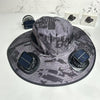 Solar fan hat: wide - brim bucket hat with 2 solar fans, men’s summer cap for outdoor fishing, camping, hiking.