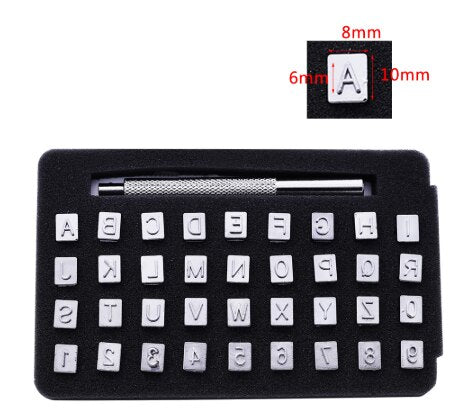 36 Pcs Steel Punch Alphabet Letter Number Leather Stamper Set 6mm Metal Punching Tools for DIY Leather Craft Making