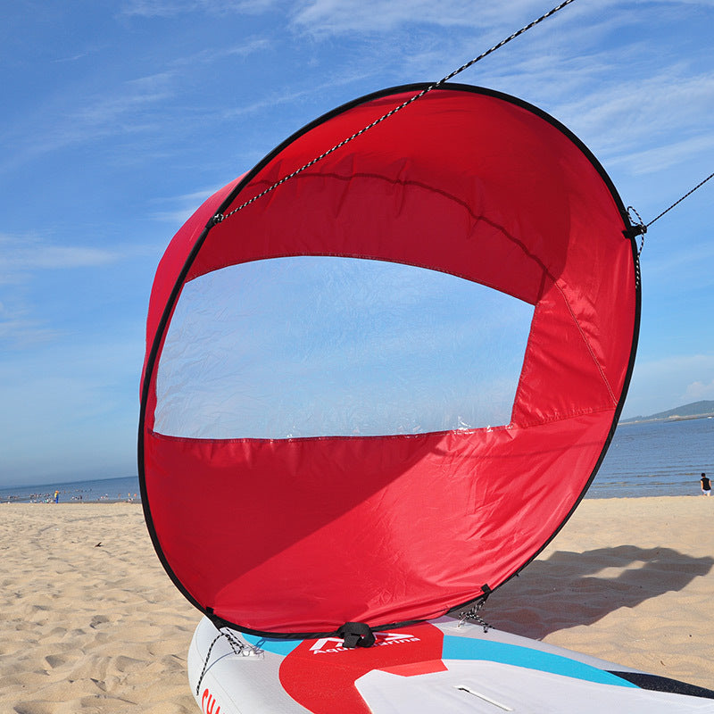 42-inch SUP/water sports accessories: sail, paddles, surf gear.