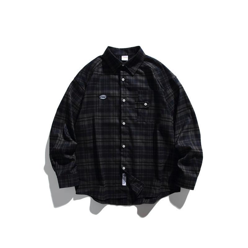Loose casual checkered long sleeved shirt for men and women