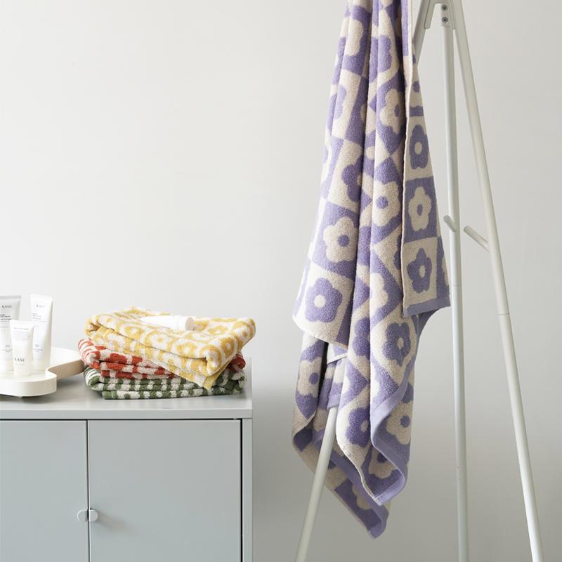 Plaid Series Towel Bath Towel Cherry Blossom Absorbent Facial Towel