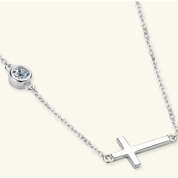 Cross 925 Sterling Silver Moissanite Necklace
