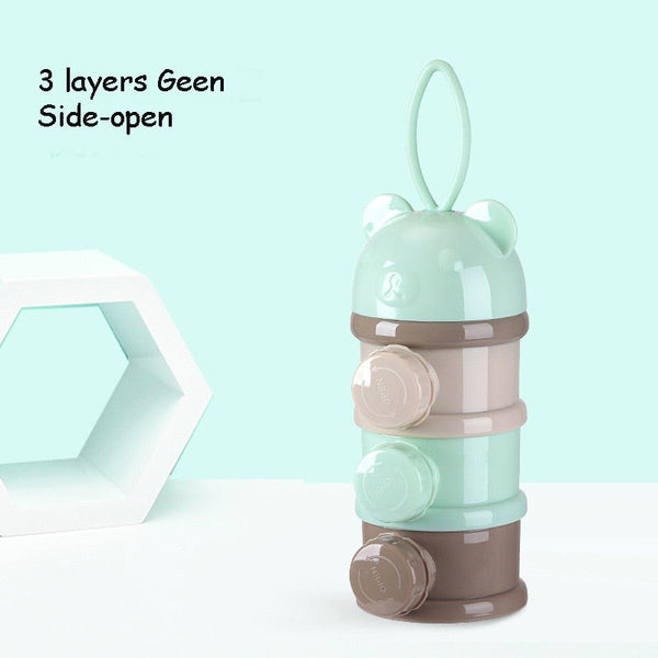 3 / 4 layers Bear Style Portable Baby Food Storage Box Essential Cereal Cartoon Infant Milk Powder Box Toddle Snacks Container
