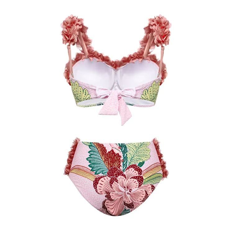 European and American conservative vacation beach hot spring swimsuit French retro one-piece bikini