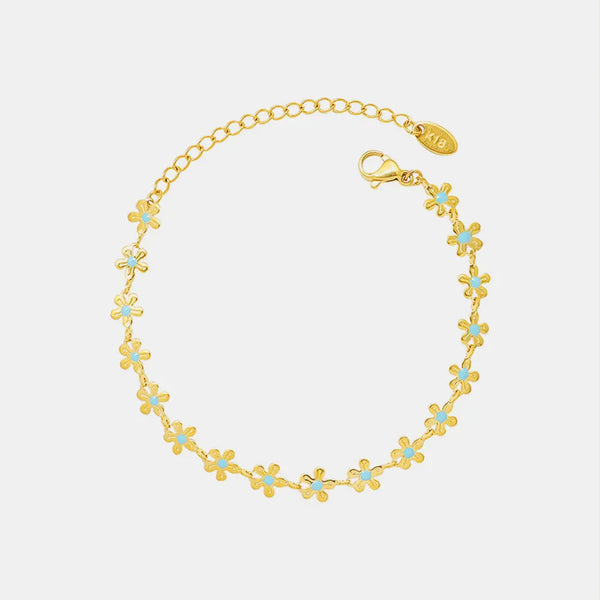 Golden Flower Blue Drip Oil Bracelet