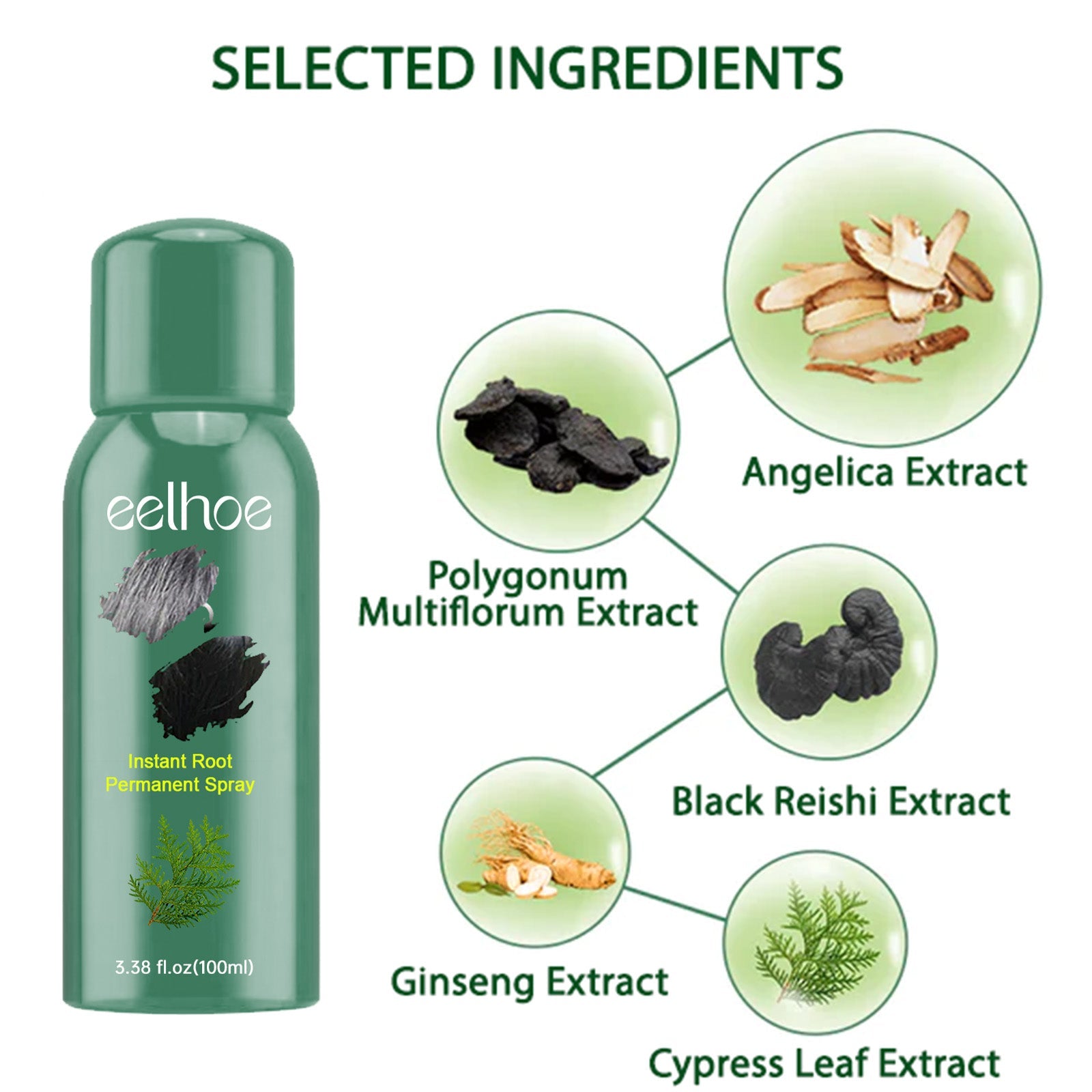 Black Hair Spray Dense Nourishing Roots Shine Smooth Natural Black Hair Cover White Hair Conditioner Spray