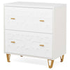Retro White/Gold Geometric Scroll 2 Drawer Filing Cabinet Printer Stand