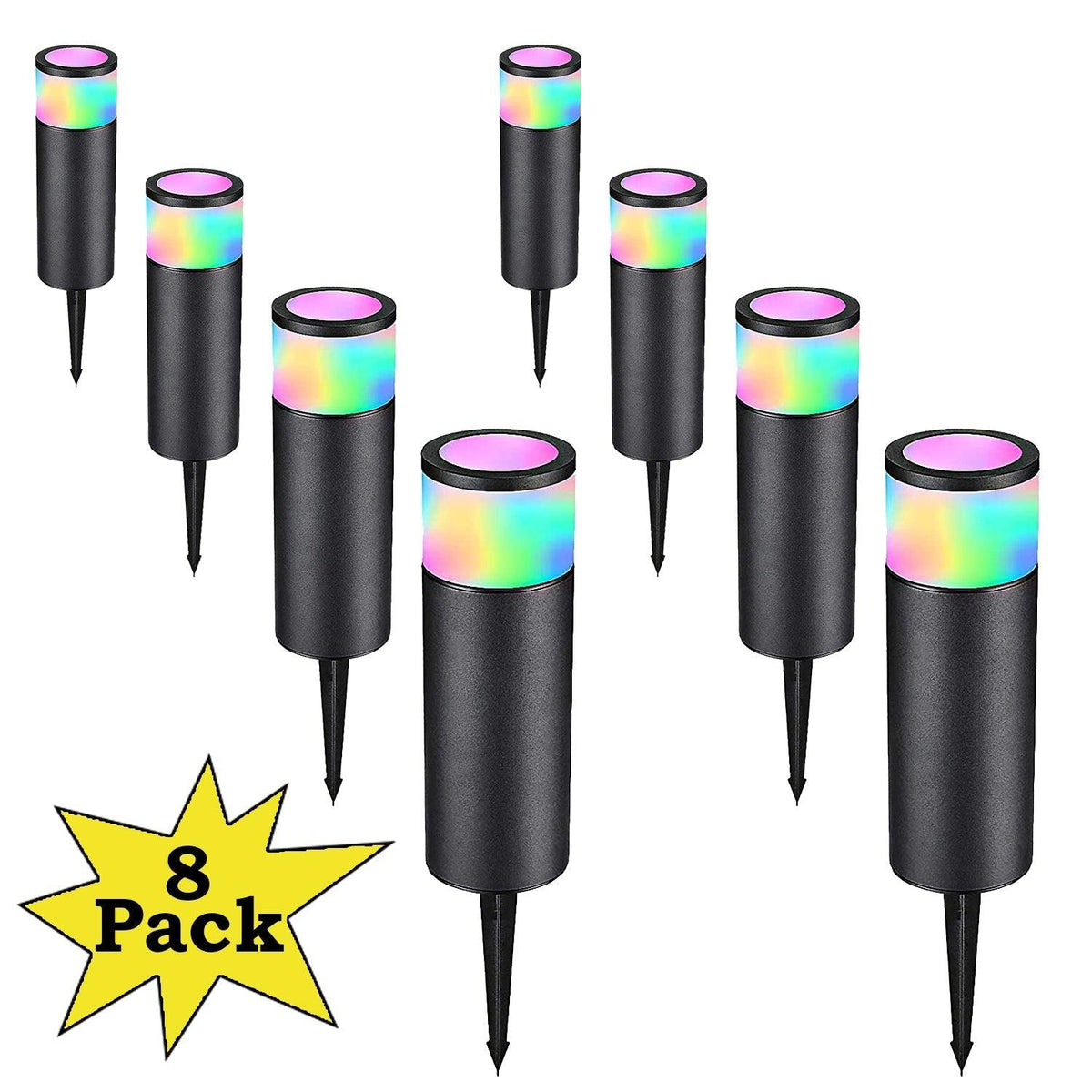 ALPR08 8-Pack RGB LED Landscape Pathway Lights Package, 4.5W Low Voltage 12V Bollard Outdoor Landscape Lighting