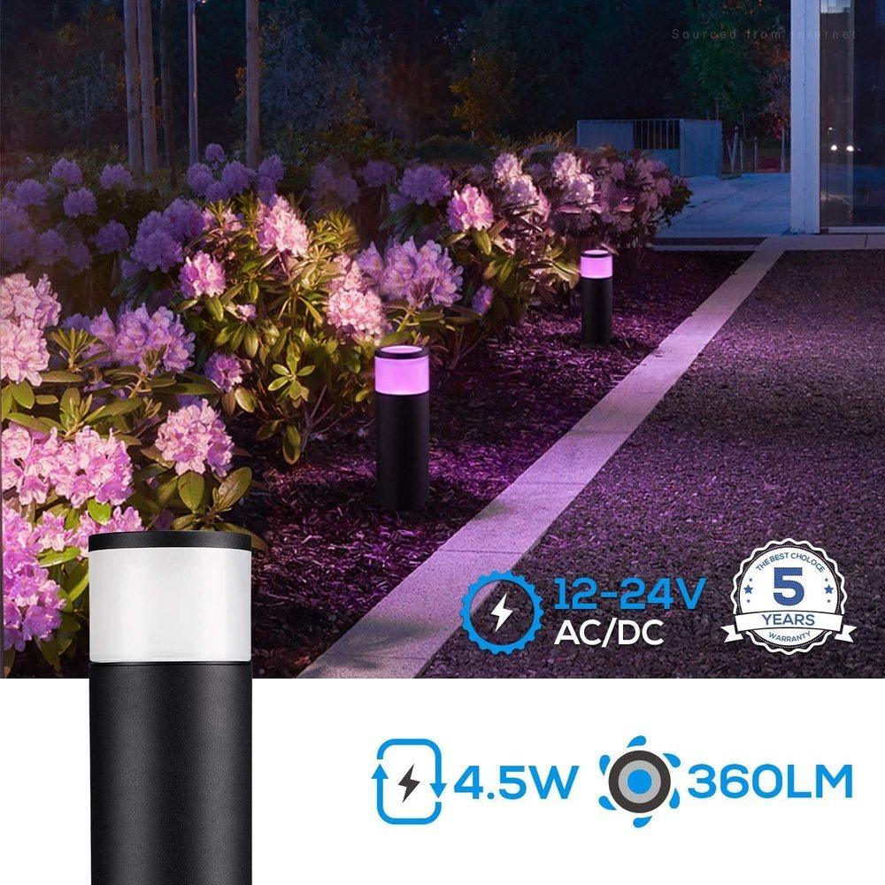 ALPR08 8-Pack RGB LED Landscape Pathway Lights Package, 4.5W Low Voltage 12V Bollard Outdoor Landscape Lighting