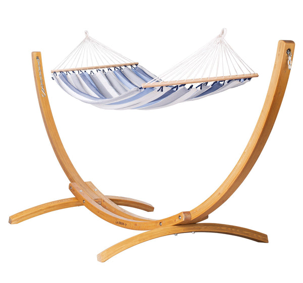 Elipso Outdoor R Sea Salt - Weather-Resistant Double Spreader Bar Hammock with FSC® certified Larch Stand LA SIESTA
