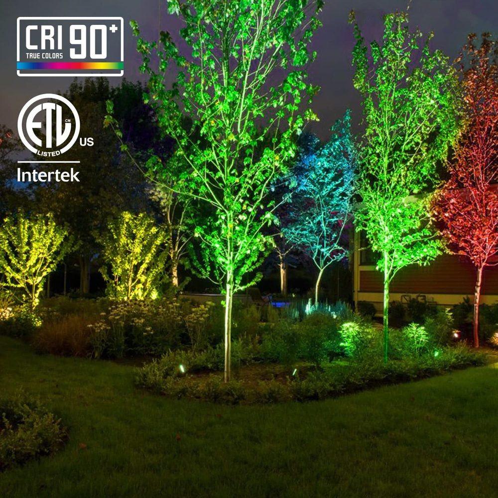 ALSR03 4-Pack RGB LED Landscape Aluminum Spotlights Package, 12W Low Voltage 12V Directional Outdoor Landscape Lighting
