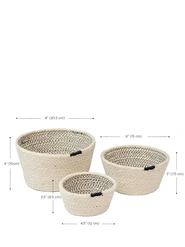 Amari Bowl with Black Stitching (Set of 3) - Gifts for You 'n Me