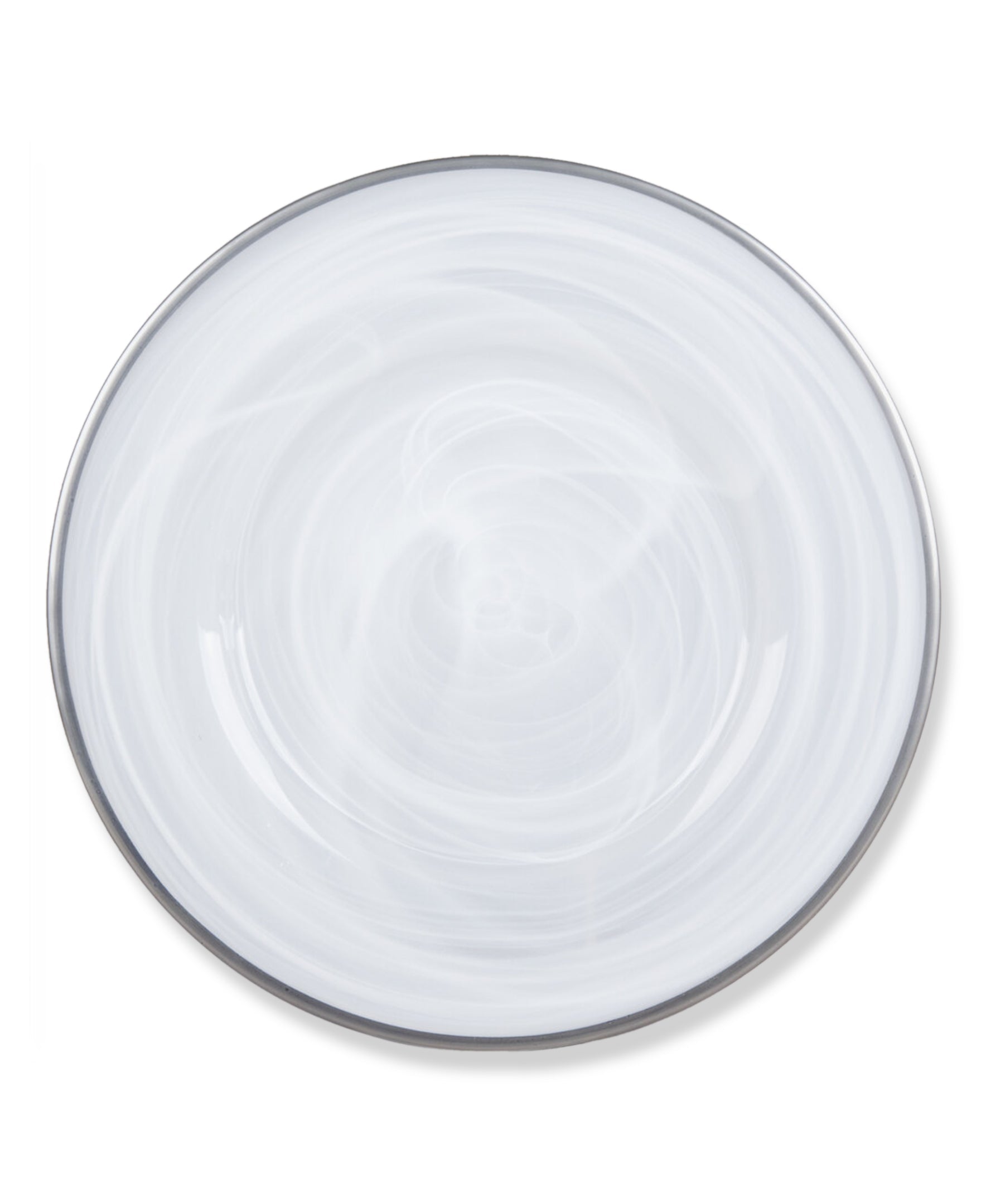 Alabaster Glass Charger Plates 4-Piece Set with Silver Rim 13