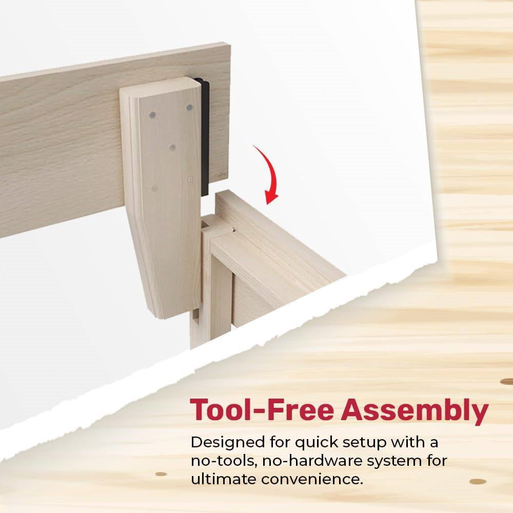 Twin size Solid Wood Heavy Duty Platform Bed Frame in Off-White - Made In USA