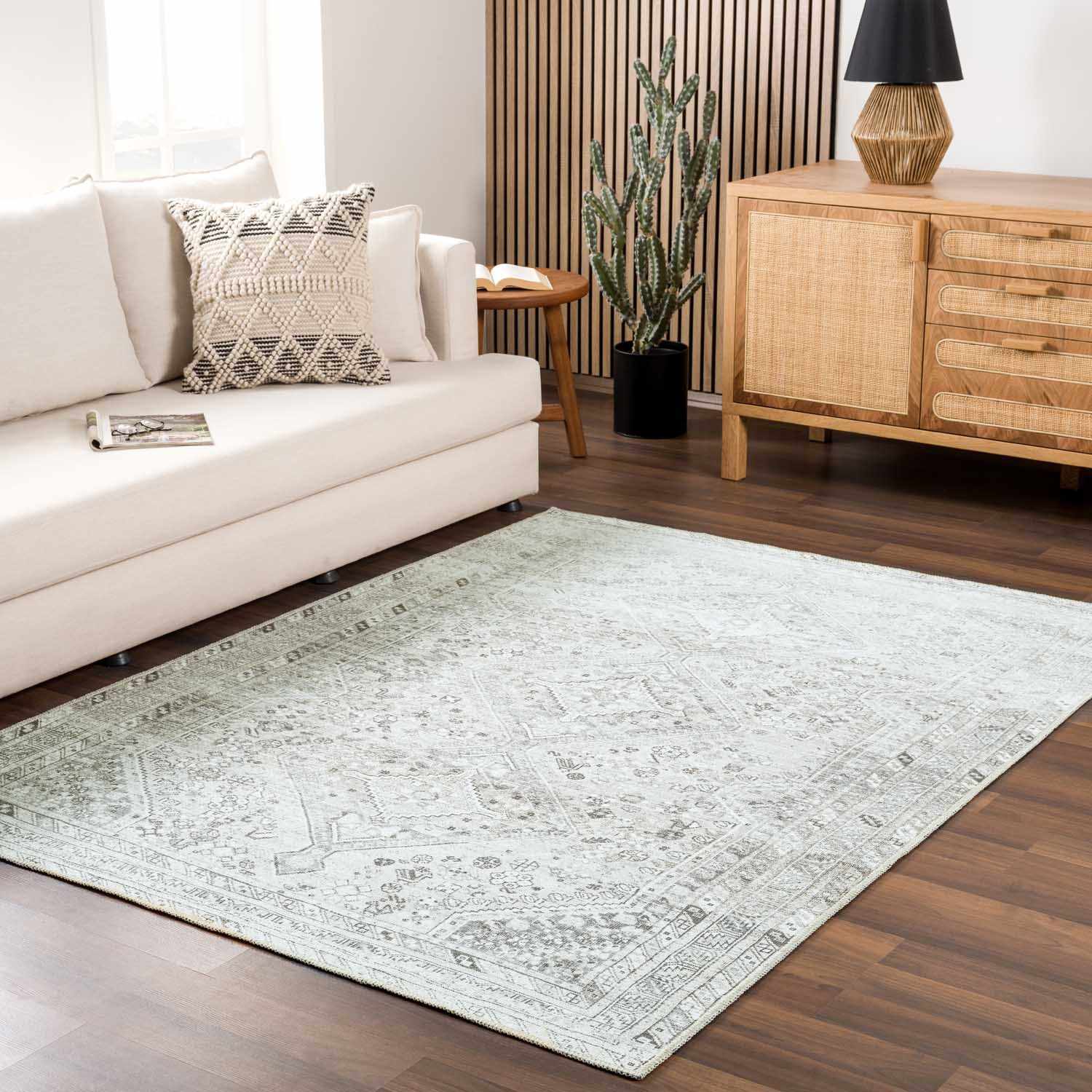 Barny Sage Flat Pile Washable Rug