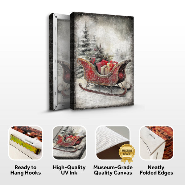 Vintage Christmas Sleigh Sled Wall Art VI