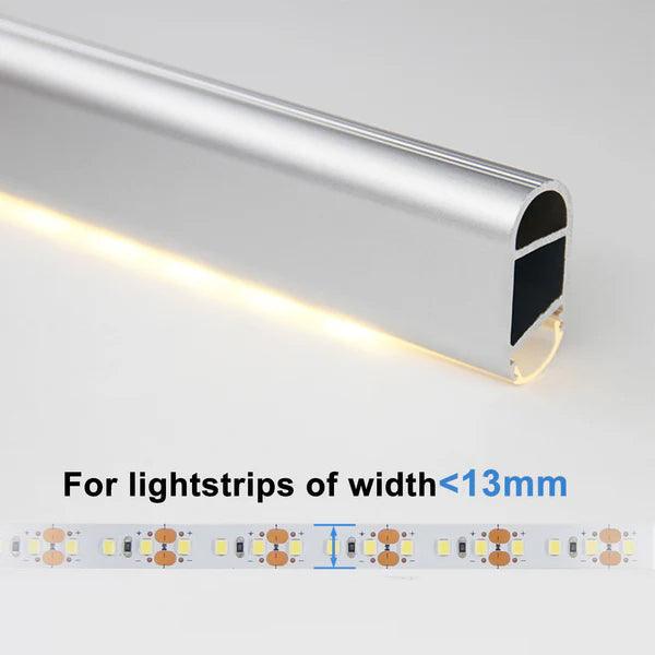 AP16F 8 ft Aluminum Channel Oval Wardrobe Hanging Rail Closet Rod 1.14″ (W) x 0.59″ (H) for LED Strip Lights | 10 Pack