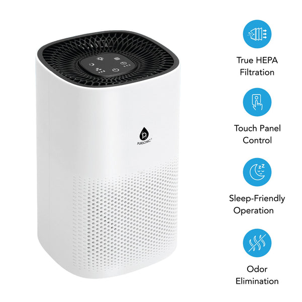 Pursonic Purify & Relax Home Wellness Bundle - True HEPA Air Purifier & 6 Pack of 100% Pure Essential Oils Blends