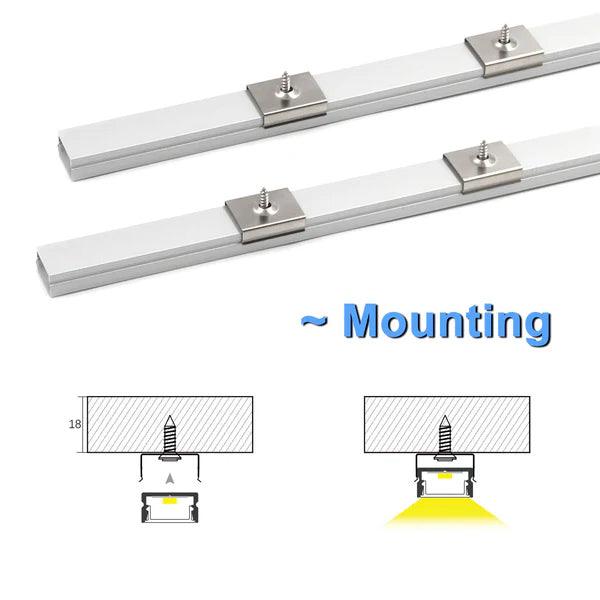 AP46M 8 ft Aluminum Channel Surface Mount 0.59″(W)  x 0.31″(H) for LED Strip Lights | 10 Pack