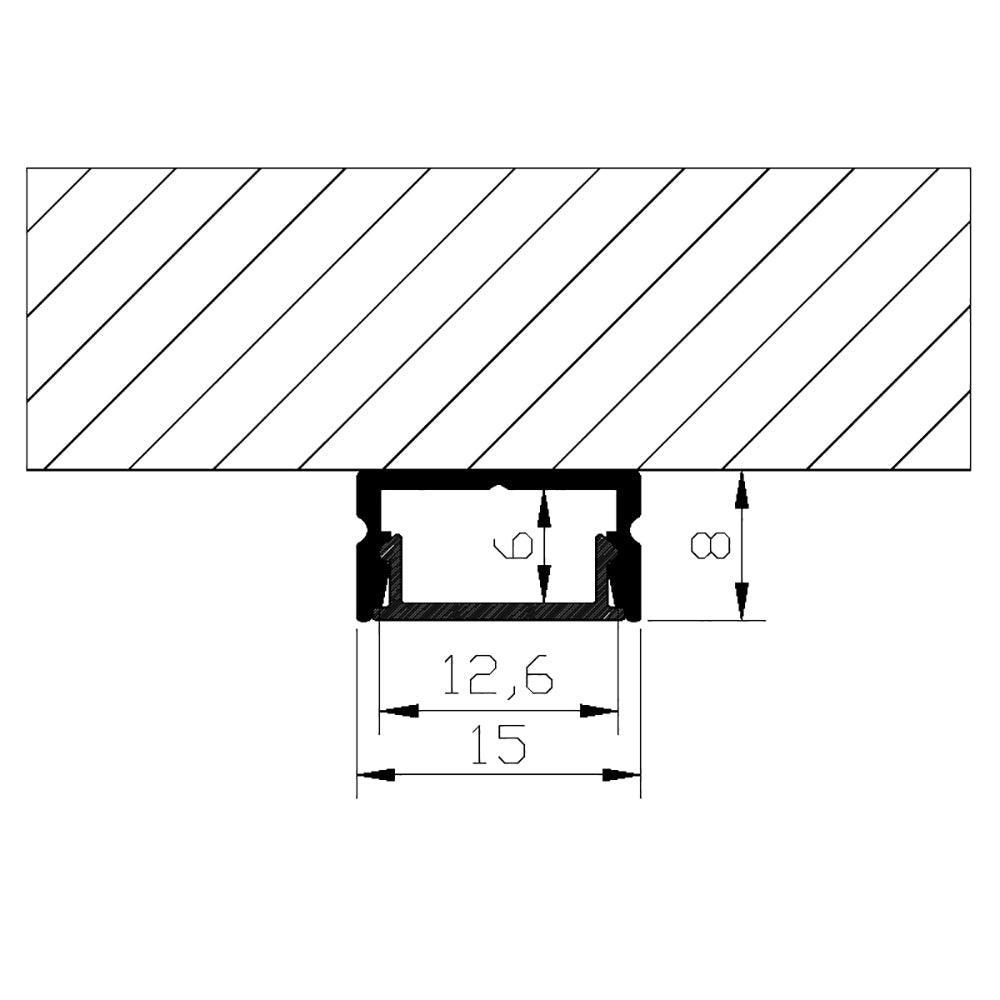 AP46M 8 ft Aluminum Channel Surface Mount 0.59″(W)  x 0.31″(H) for LED Strip Lights | 10 Pack