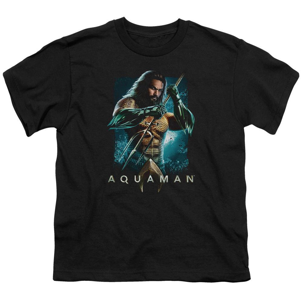 Aquaman Movie Trident Kids Youth T Shirt Black Officially Licensed
