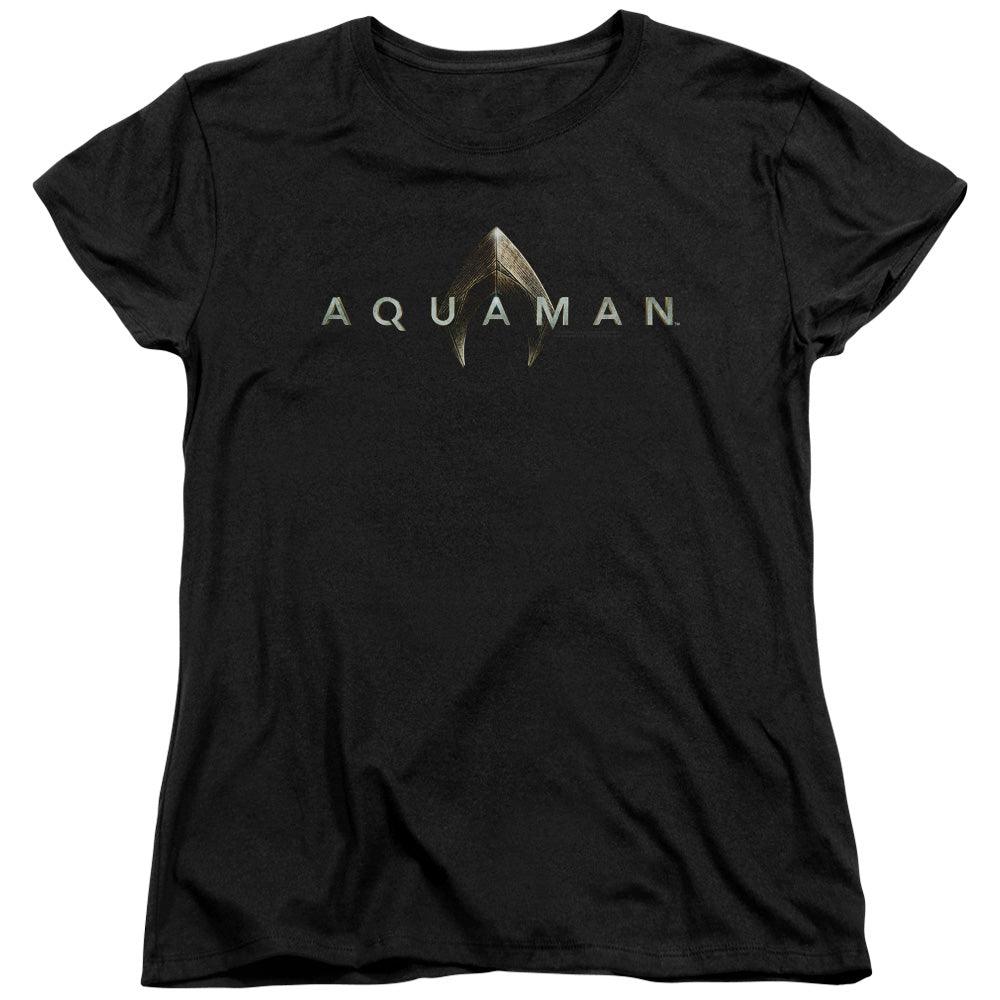 Aquaman Movie Logo Womens T Shirt Black Officially Licensed