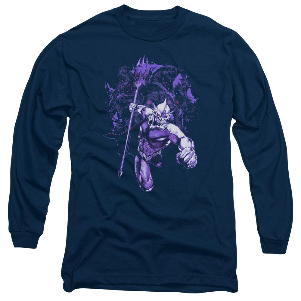 Aquaman Movie Evil Doers Mens Long Sleeve Shirt Navy Blue Officially Licensed