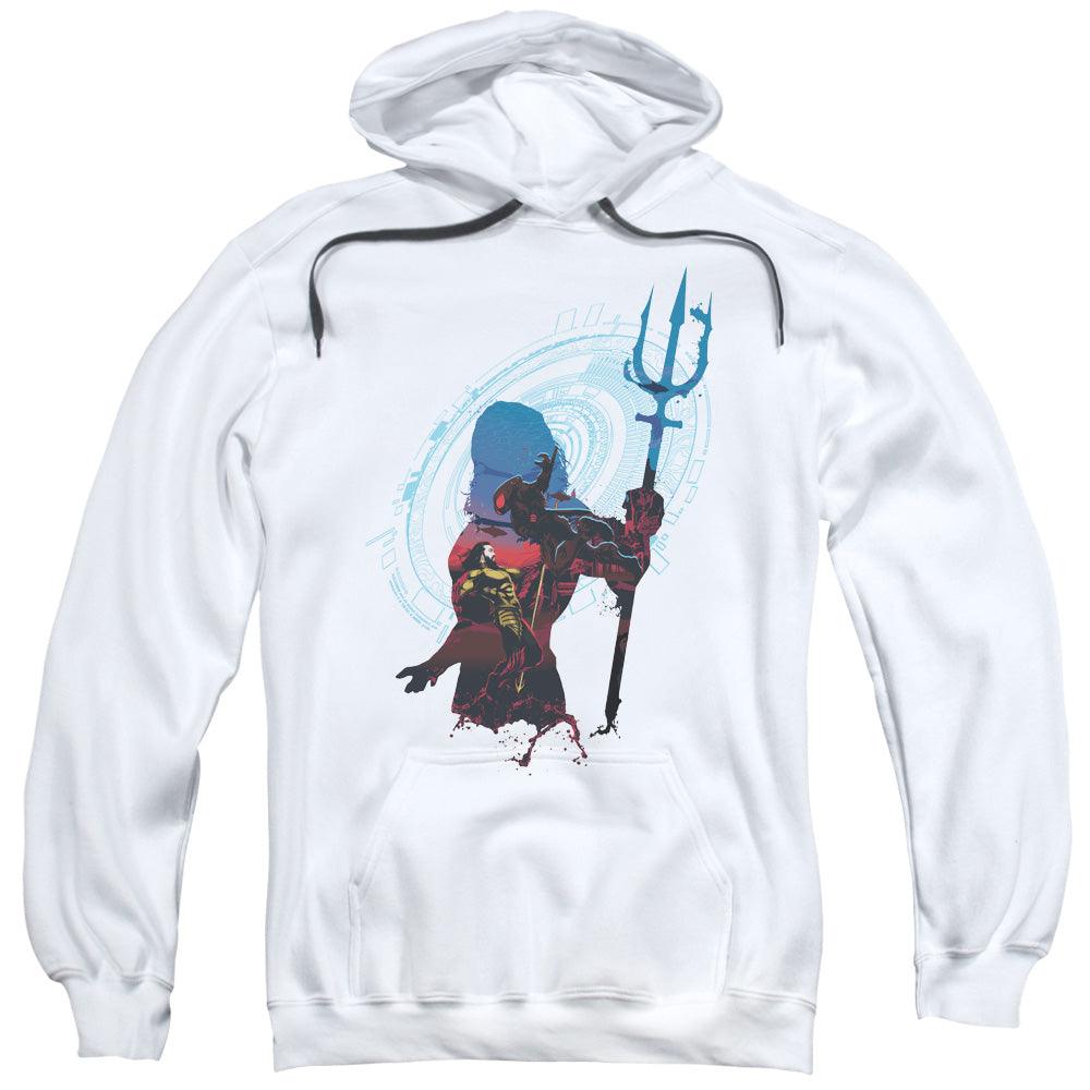 Aquaman Movie Silhouette Mens Hoodie White Officially Licensed
