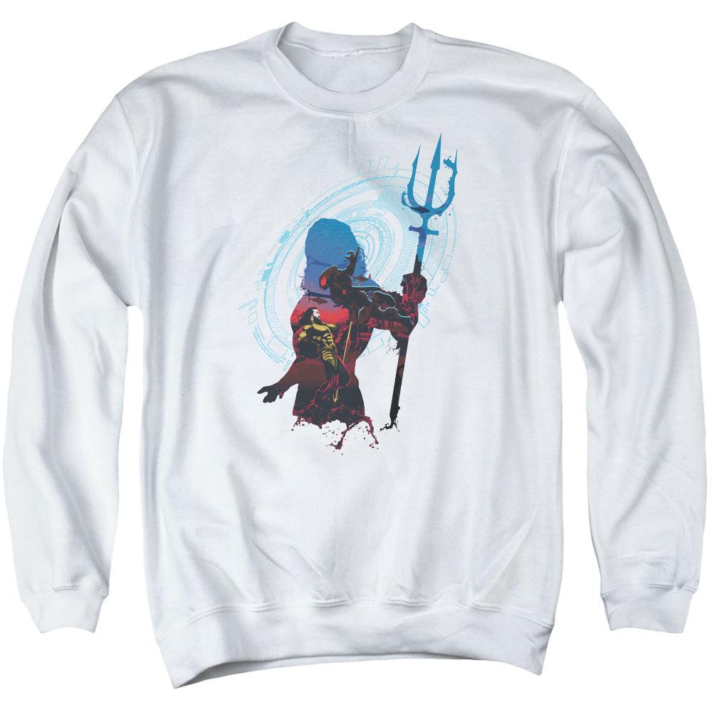 Aquaman Movie Silhouette Mens Crewneck Sweatshirt White Officially Licensed