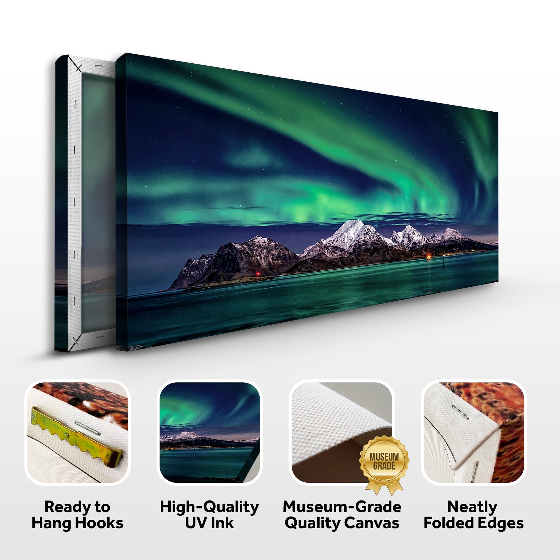 Lake And Northern Lights Canvas Wall Art