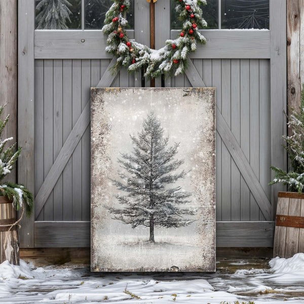 Vintage Christmas Tree Wall Art with Free Christmas Recipe Book