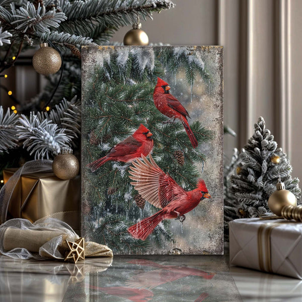 Vintage Cardinal Christmas Wall Art II