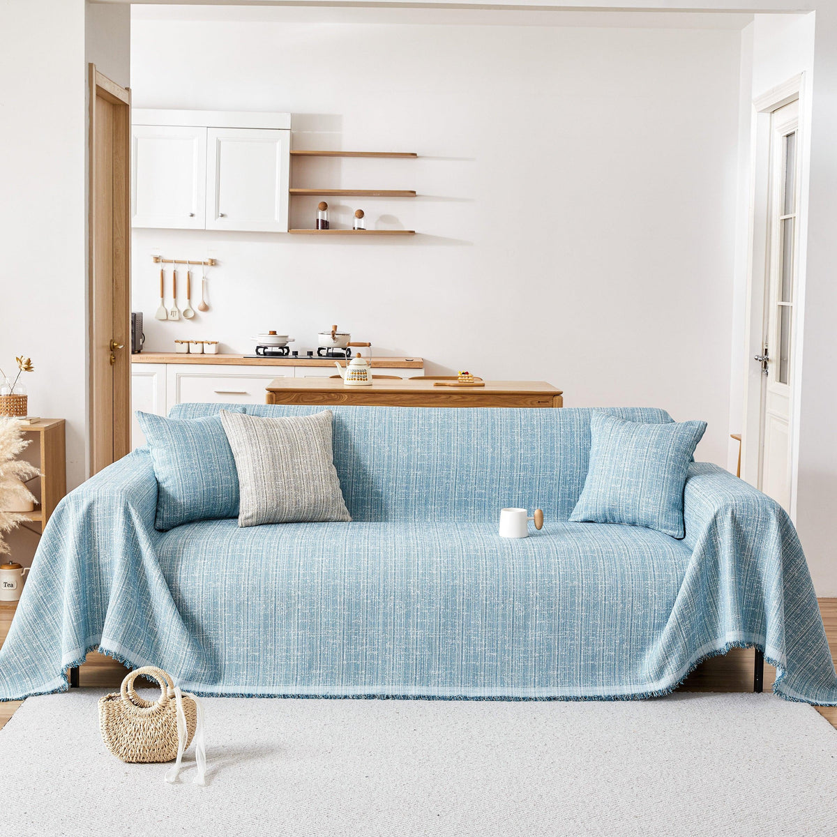 Couch Cover Blanket Couch Covers for Most Shape Sofas Washable Durable Sofa Throw Cover with Tassels