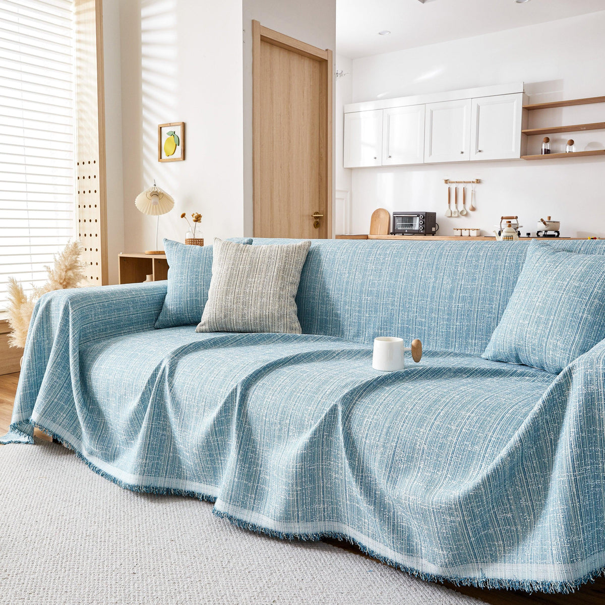 Couch Cover Blanket Couch Covers for Most Shape Sofas Washable Durable Sofa Throw Cover with Tassels