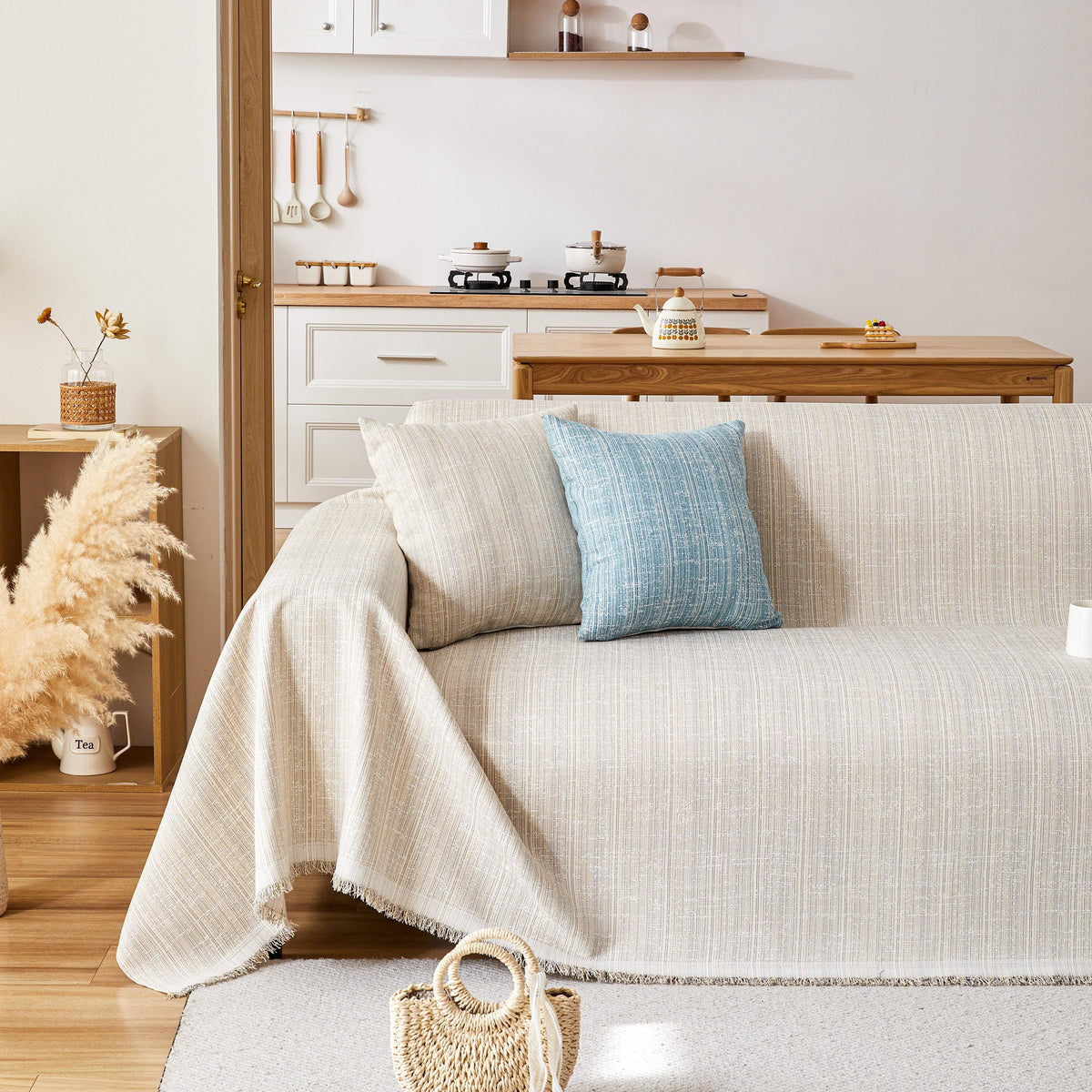 Couch Cover Blanket Couch Covers for Most Shape Sofas Washable Durable Sofa Throw Cover with Tassels